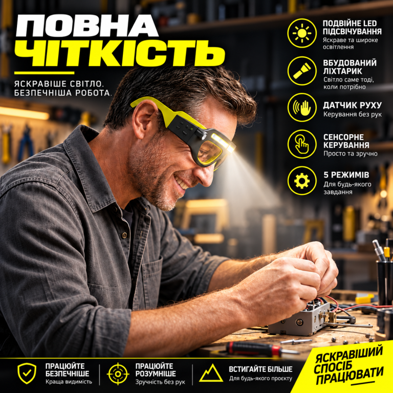 Очки с фонарем LED COB BL HP 2608